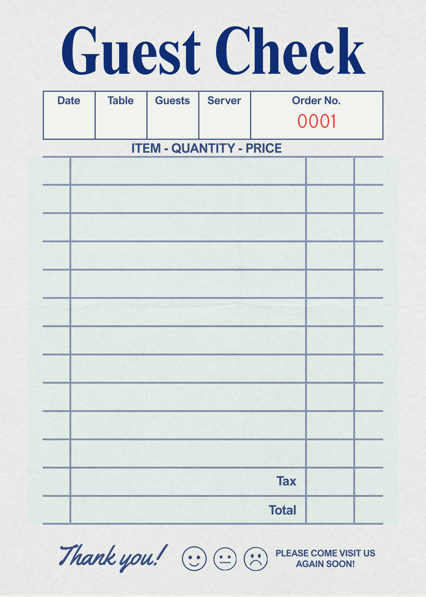 Pretend Play Guest Check Notepad