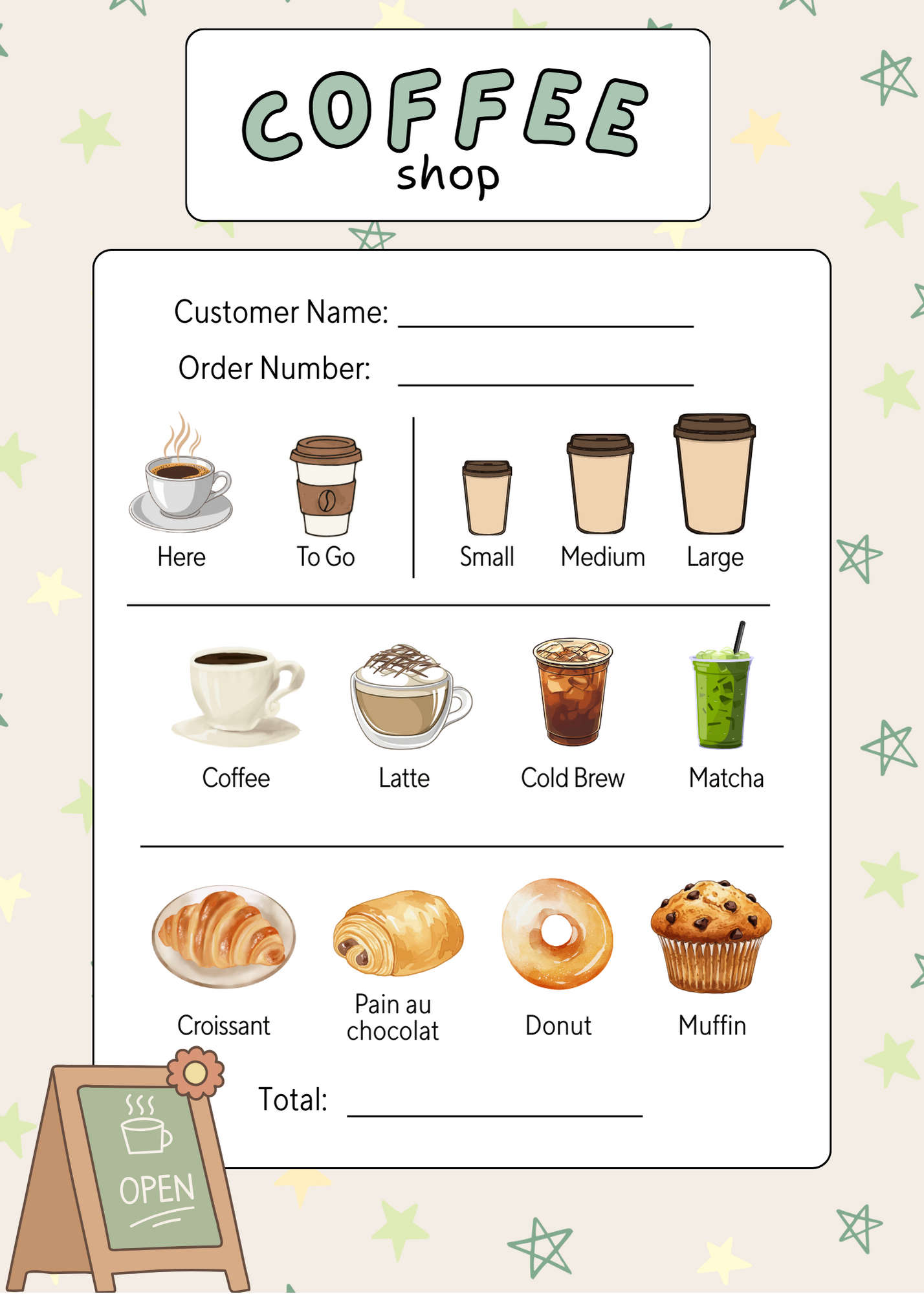 Pretend Play Coffee Shop Notepad
