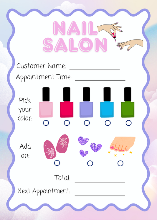 Pretend Play Nail Salon Notepad