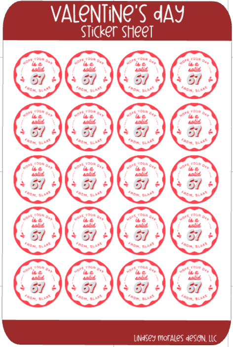 6-7 Personalized Valentine's Day Stickers